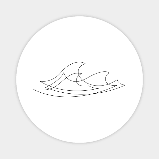 Sea Waves - One line art - W3 Magnet by addillum